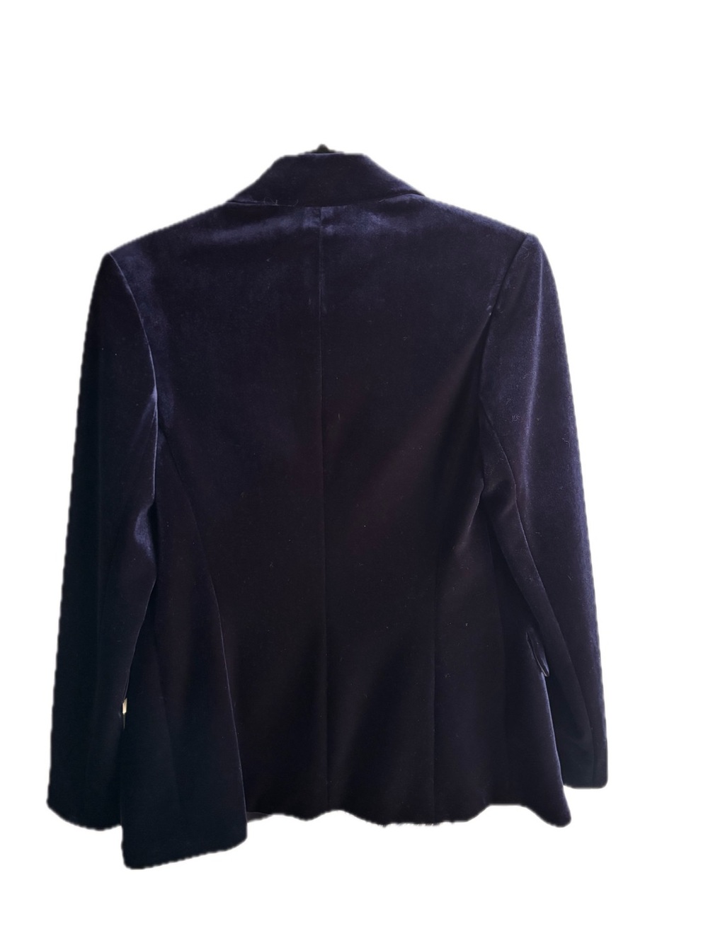 Rickie Freeman for Teri Jon Navy Velvet Blazer with Black Ostrich Feather Trim - Picture 5 of 11
